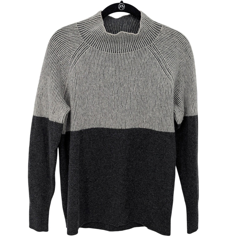 Summersalt Sweater Women Large Gray Colorblock Merino Wool Cashmere Mock Neck